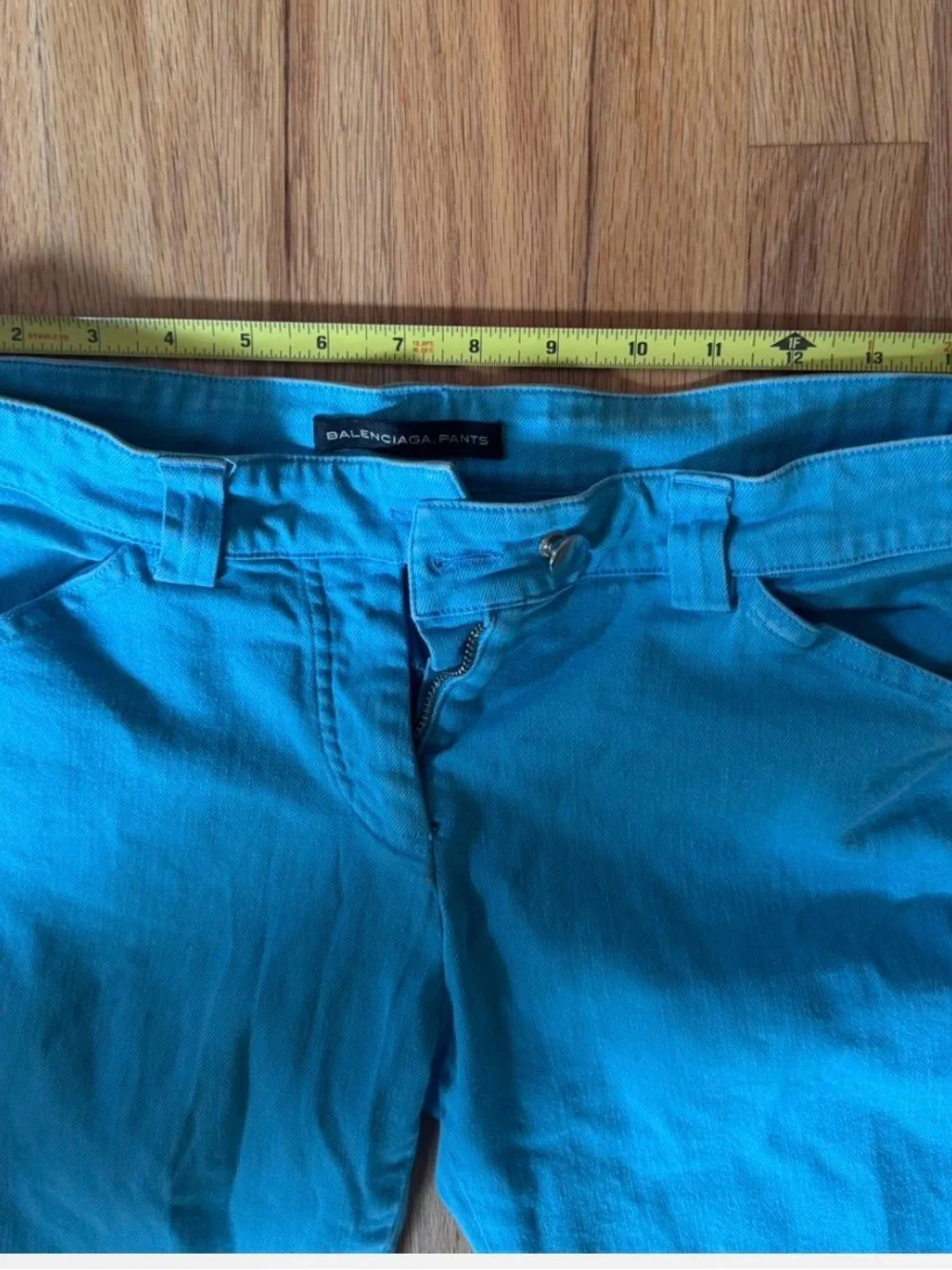 Vintage Balenciaga by Nicolas Ghesquiere turquoise jeans 40
